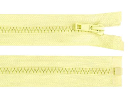 Kostěný zip dělitelný, délka 55 cm - světle žlutá
