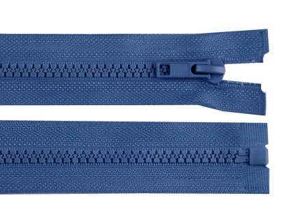 Kostěný zip dělitelný, délka 75 cm - modrá jeans