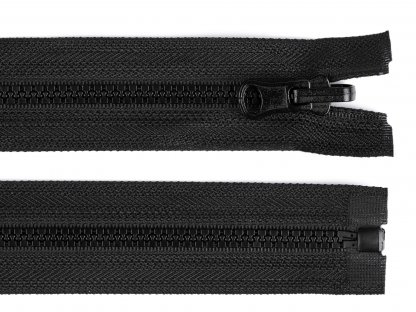 Kostěný zip šíře 5 mm, délka 70 cm, oboustranný - černá
