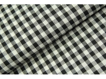 Bavlněná látka / kanafas - Černá kostka (1 cm)