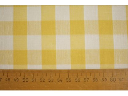 Bavlněná látka / kanafas - kostka - okrová žlutá (1,7 cm)