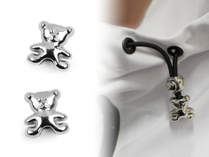 Kovová koncovka na šňůru 3,6 mm / ozdoba medvídek