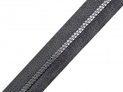 Nekonečný zip kostěný 5 mm - černostříbrný - 1 m