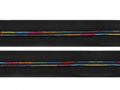 Nekonečný zip spirálový duhový 5 mm metráž - černý - 1 m 2