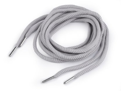 Oděvní šňůra s koncovkami do kapucí, délka 130 cm - šedá