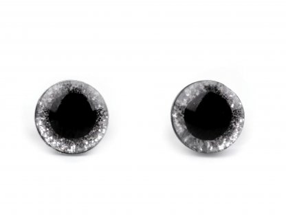 Oko glitrové s pojistkou 10 mm - stříbrná