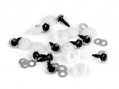 Oko glitrové s pojistkou 10 mm - stříbrná 2