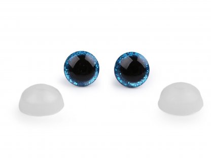 Oko glitrové s pojistkou 12 mm - modrá