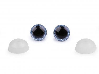 Oko glitrové s pojistkou 12 mm - světle modrá