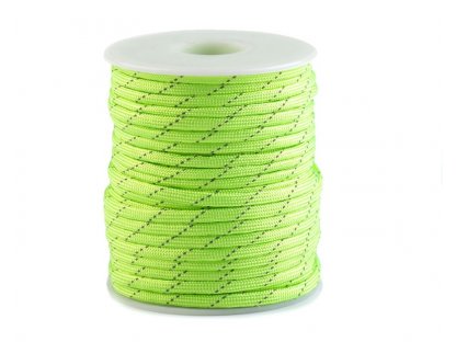 Padáková šňůra 4 mm s reflexní nití -  zelená neon