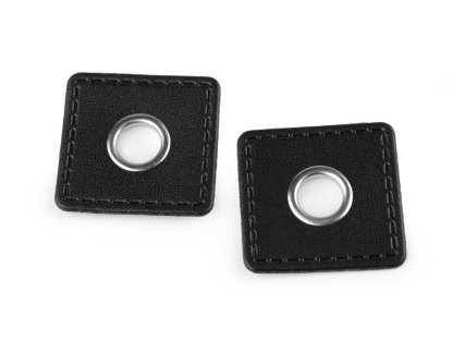 Průchodka s koženkovým čtverečkem 10 mm - černá