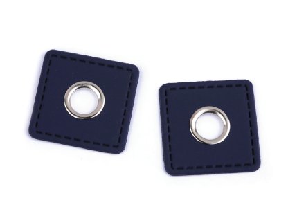 Průchodka s koženkovým čtverečkem 10 mm - modrá tmavá