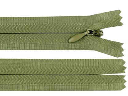 Skrytý spirálový zip šíře 3 mm, délka 20 cm - khaki