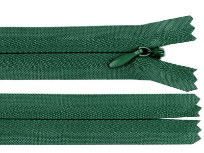 Skrytý spirálový zip šíře 3 mm, délka 50 cm - tmavě zelená