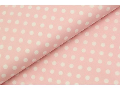 Bavlněná látka / plátno - světle růžový puntík (1 cm)