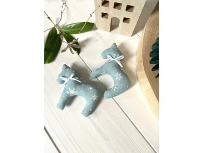 Vánoční ozdoba - koník - dusty mint