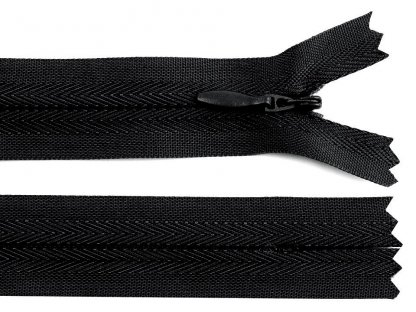 Zip skrytý nedělitelný 3 mm délka 60 cm - černá