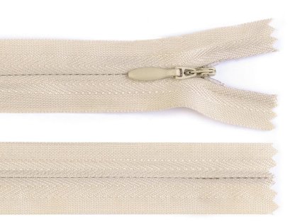 Zip skrytý nedělitelný 3 mm délka 60 cm - krémová