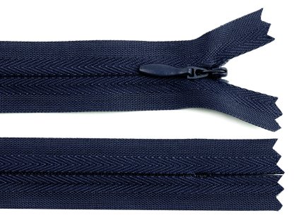 Zip skrytý nedělitelný 3 mm délka 60 cm - modrá tmavá
