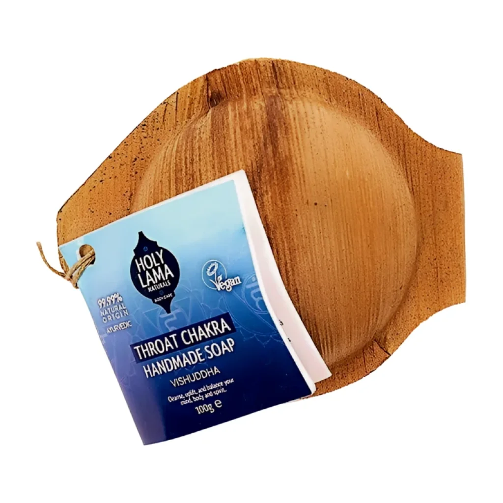Ajurvédské mýdlo 5.ČAKRA v palmovém listu GERÁNIUM & BERGAMOT 100 g