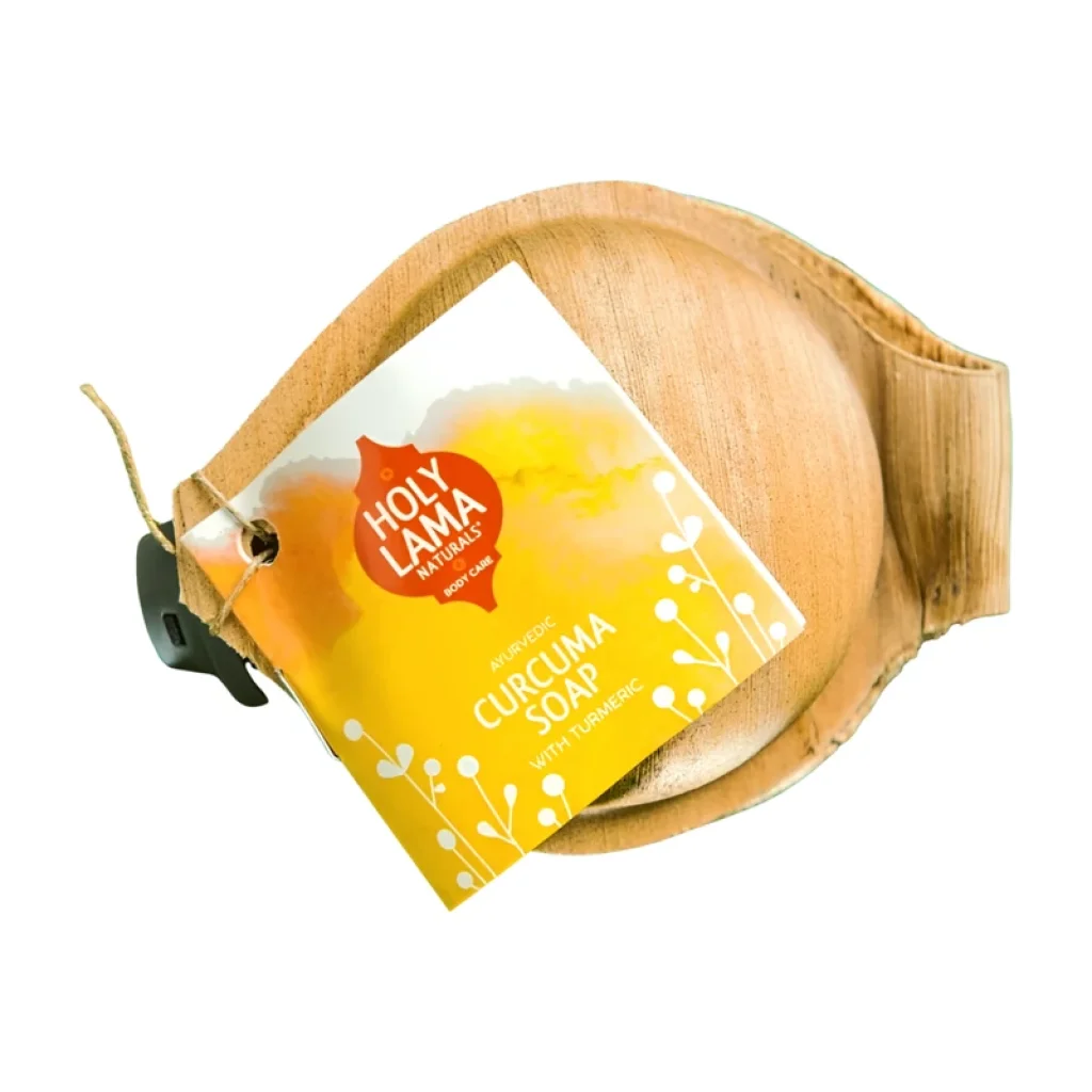 Ajurvédské mýdlo KURKUMA & PAČULI v palmovém listu 100 g