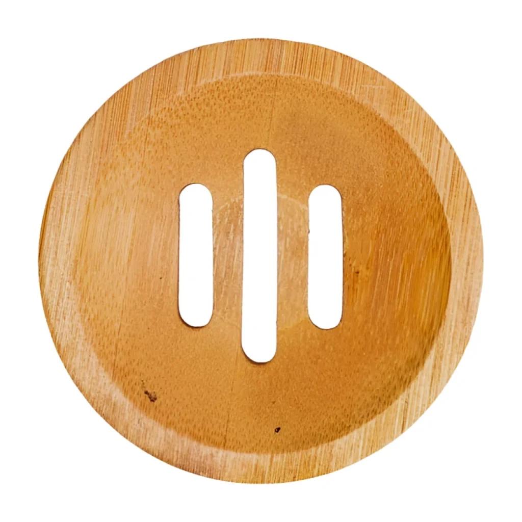 Bambusový držák na mýdlo kulatý - mýdlenka KNOFLÍK 8 cm