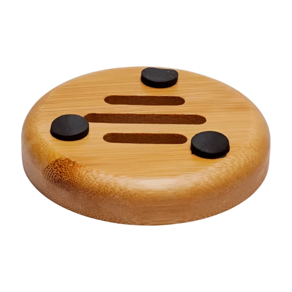 Bambusový držák na mýdlo kulatý - mýdlenka KNOFLÍK 8 cm