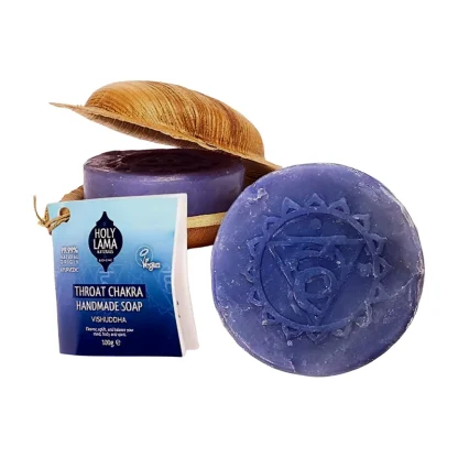 Ajurvédské mýdlo 5.ČAKRA v palmovém listu GERÁNIUM & BERGAMOT 100 g