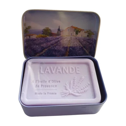 Dárkové francouzské mýdlo v plechové krabičce LEVANDULE 120 g