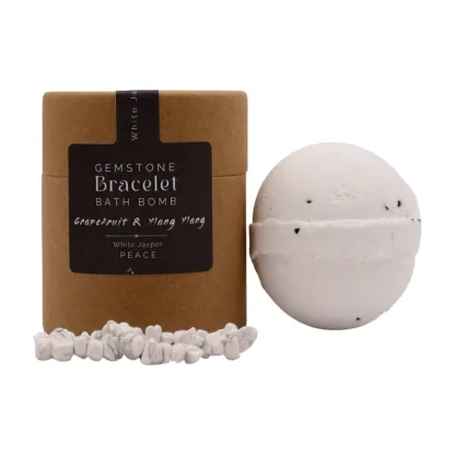 Dárková sada šumivé bomby GRAPEFRUIT & YLANG YLANG s náramkem BÍLÝ JASPIS