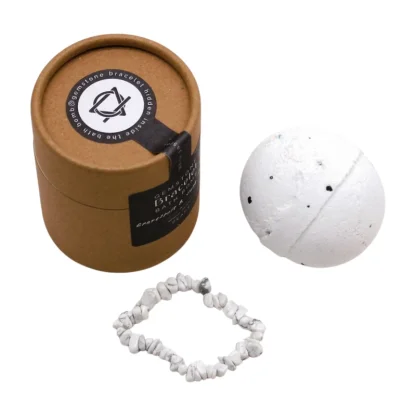 Dárková sada šumivé bomby GRAPEFRUIT & YLANG YLANG s náramkem BÍLÝ JASPIS