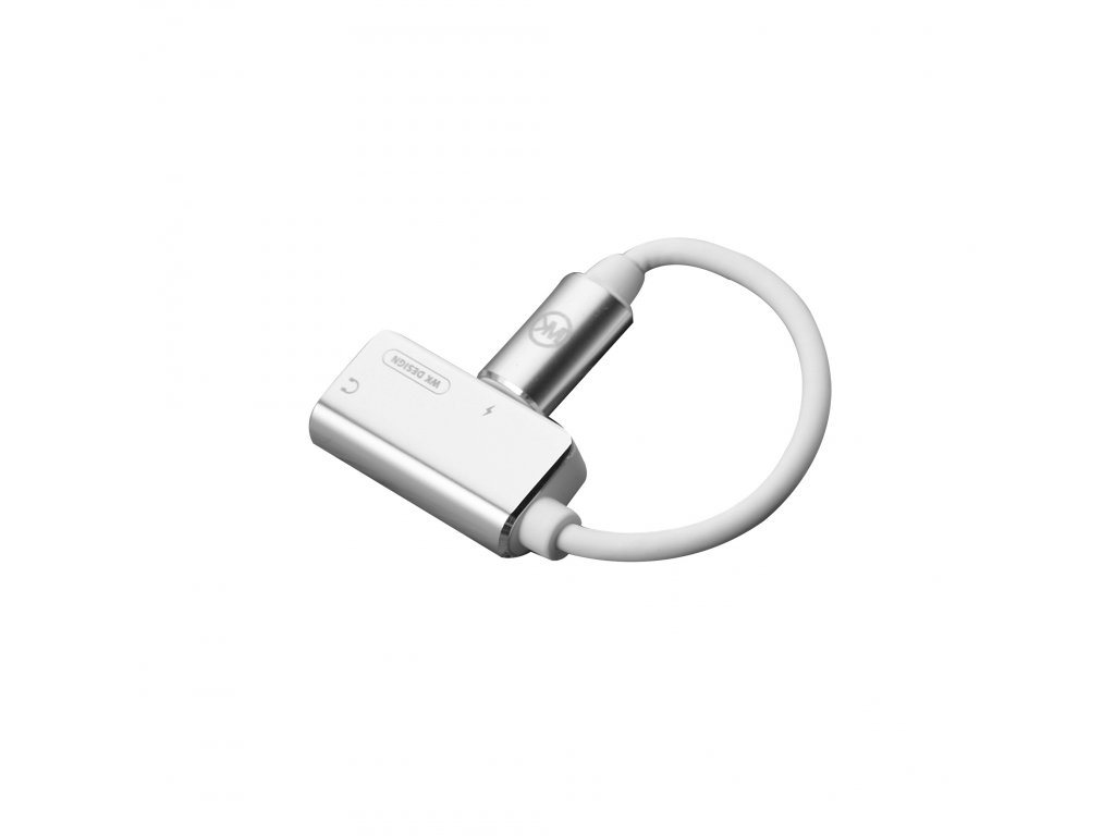 Levně 2v1 adaptér pro nabíječku a sluchátka Lightning WK Design WDC071i Bílý