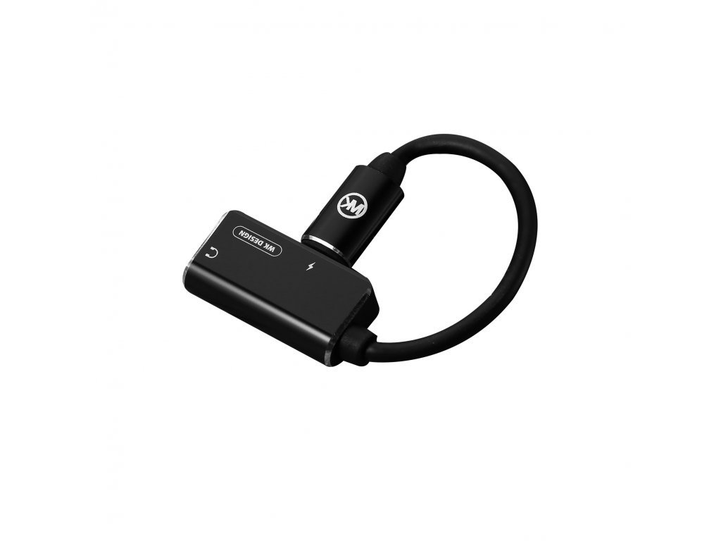 Levně 2v1 adaptér pro nabíječku a sluchátka Lightning WK Design WDC071i Černý