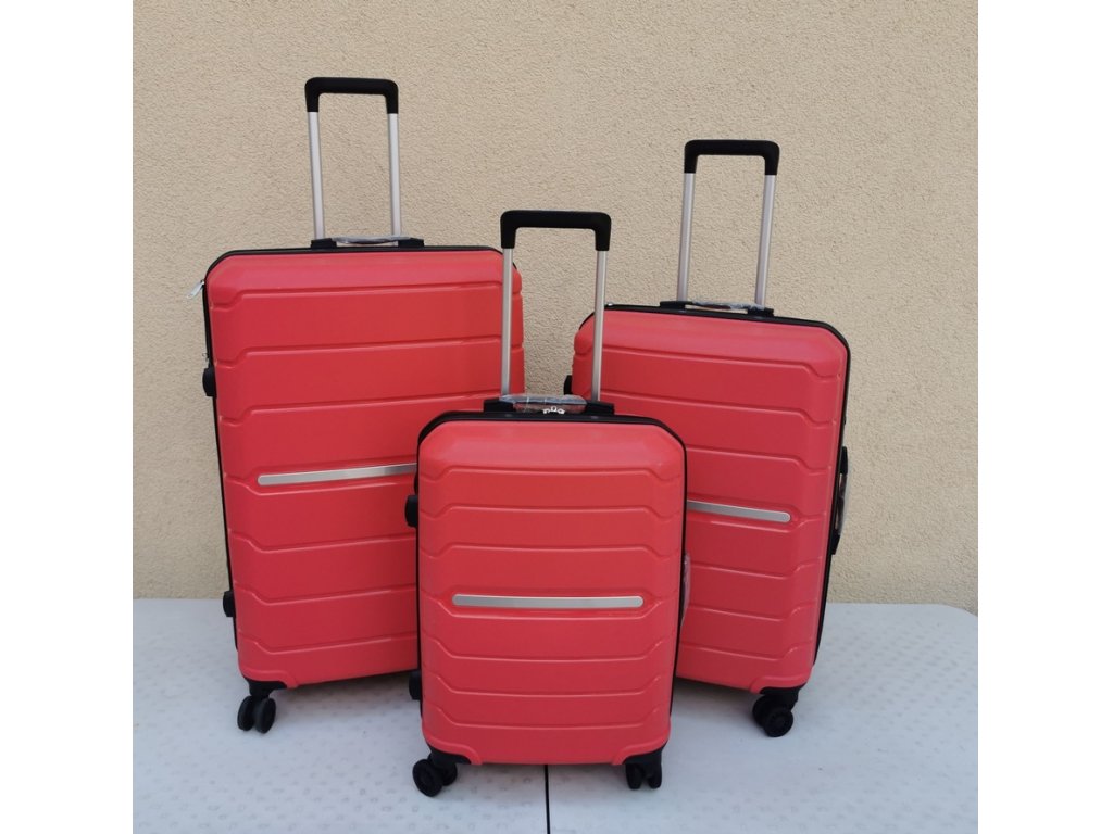 Cestovní kufry sada 3ks červené jemně odřené z přepravy - sleva