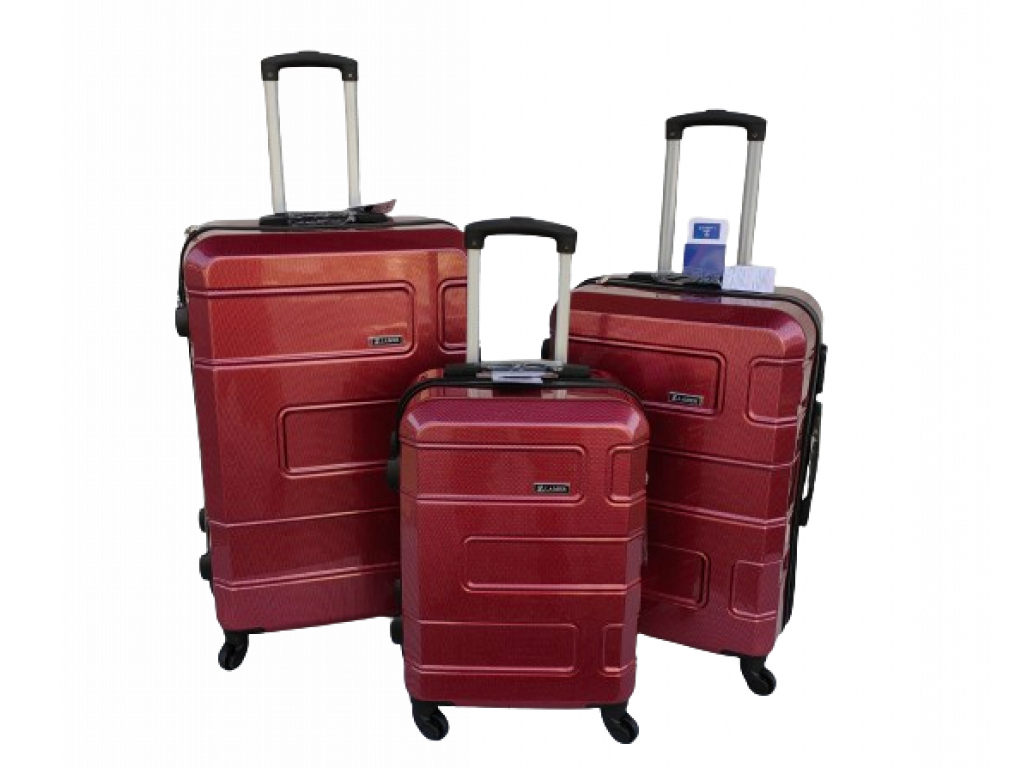 Cestovní kufry sada 3ks karbon, červená