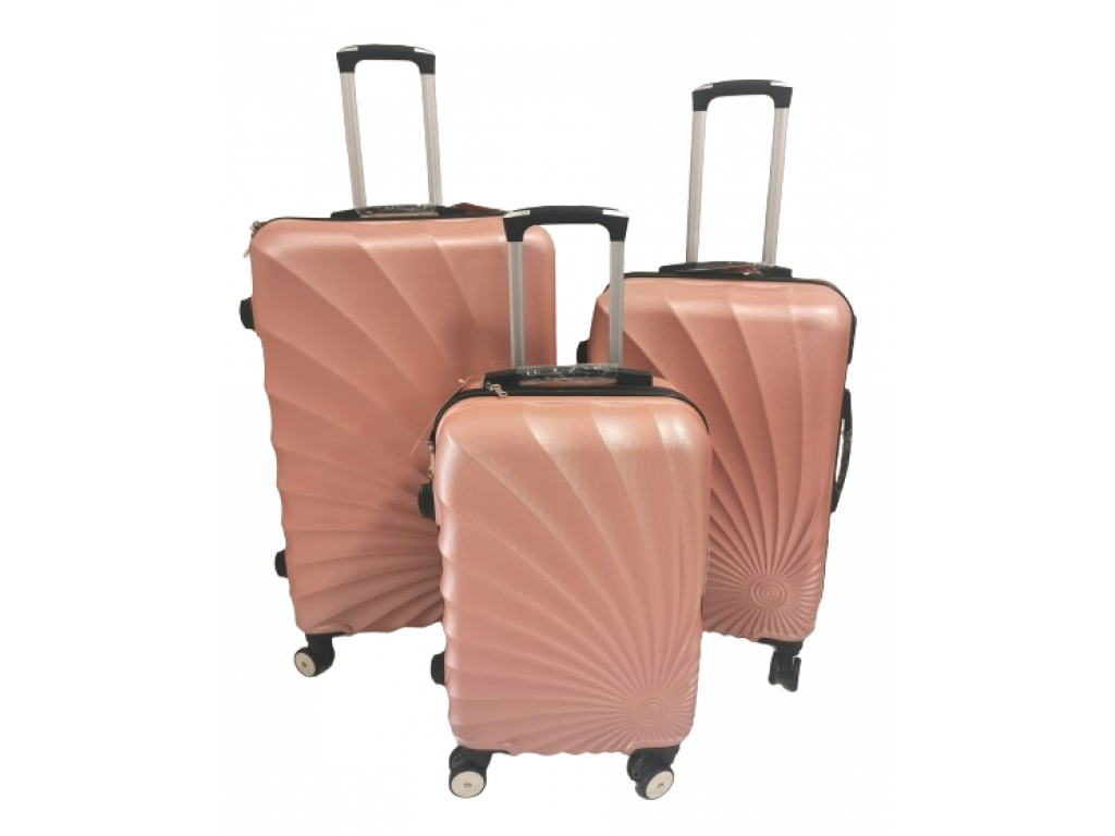 Cestovní skořepinové kufry sada 3ks, barva Rose Gold