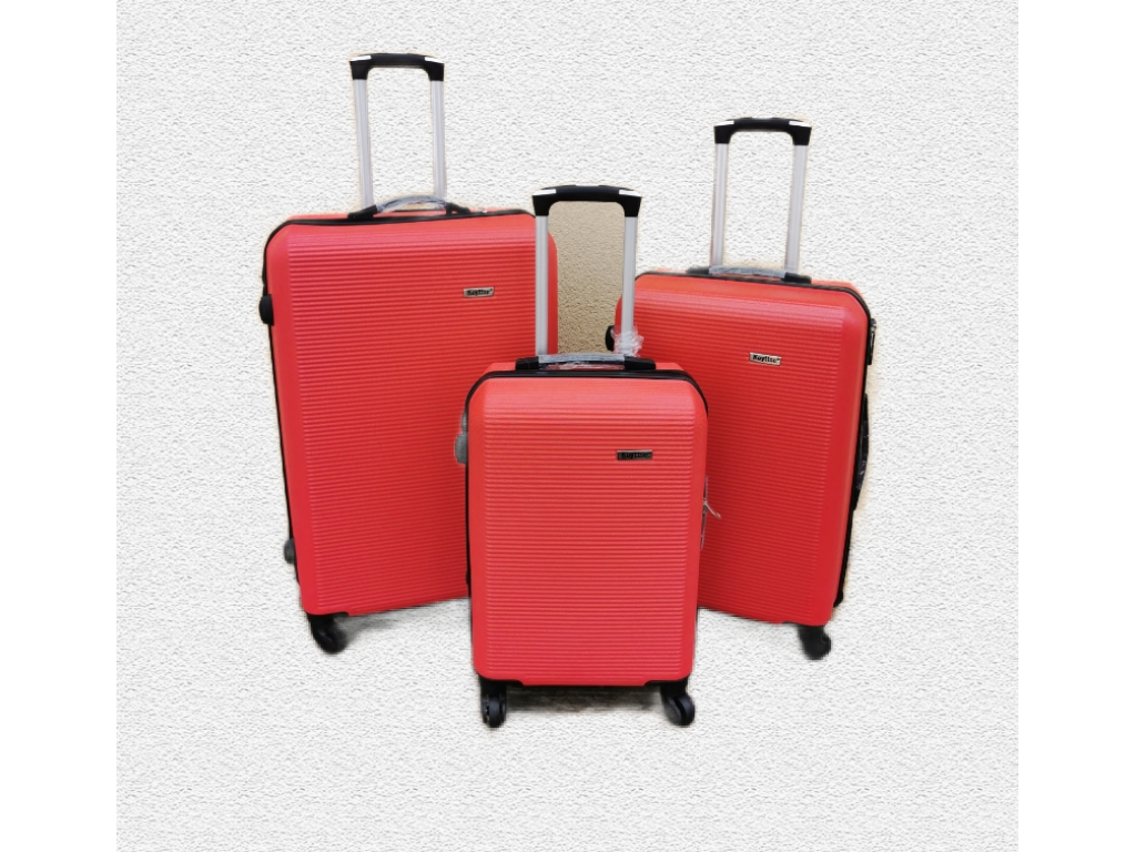 Cestovní skořepinové kufry sada 3ks červené 95L+62L+39L