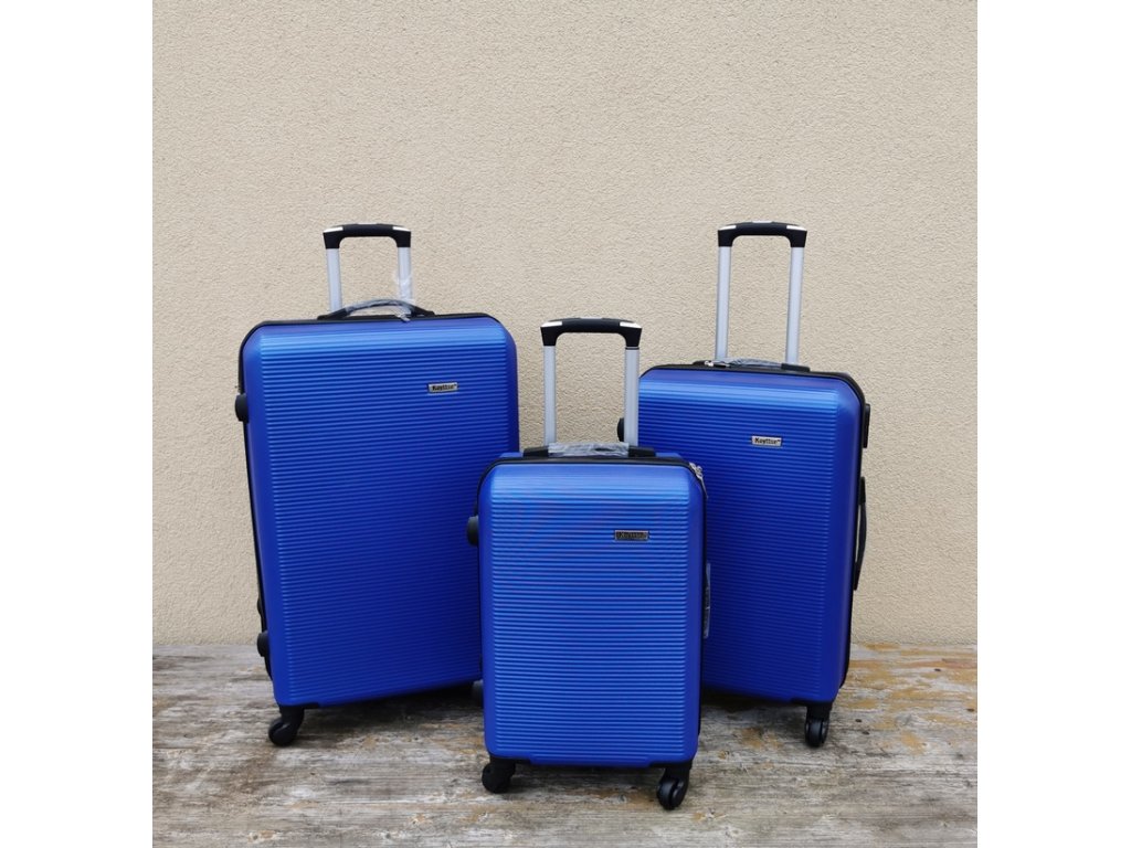 Cestovní skořepinové kufry sada 3ks modré 95L+62L+39L