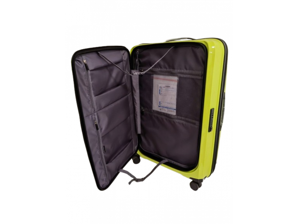 Cestovní skořepinový kufr s předním plněním velký žlutý