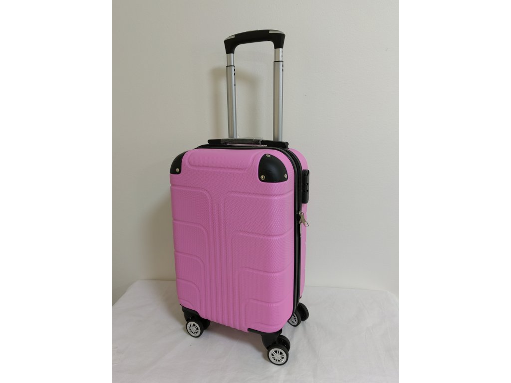 Cestovní skořepinový palubní kufr růžový A37 