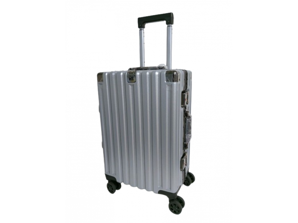 Cestovní skořepinový palubní kufr stříbrný 49x34x23cm