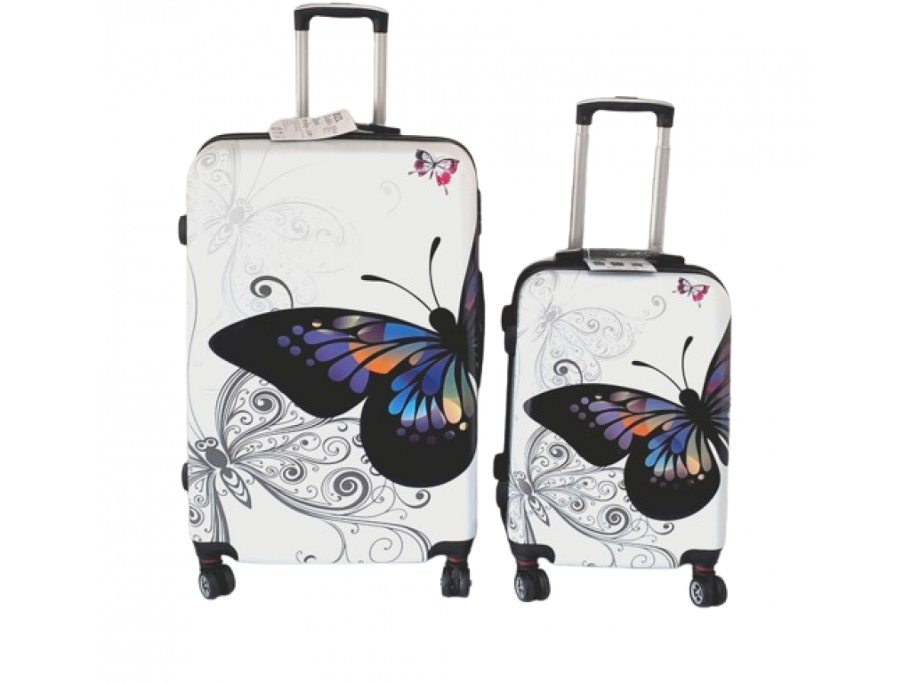 DZL M029 cestovní skořepinové kufry sada 2ks motýl 95L+38L