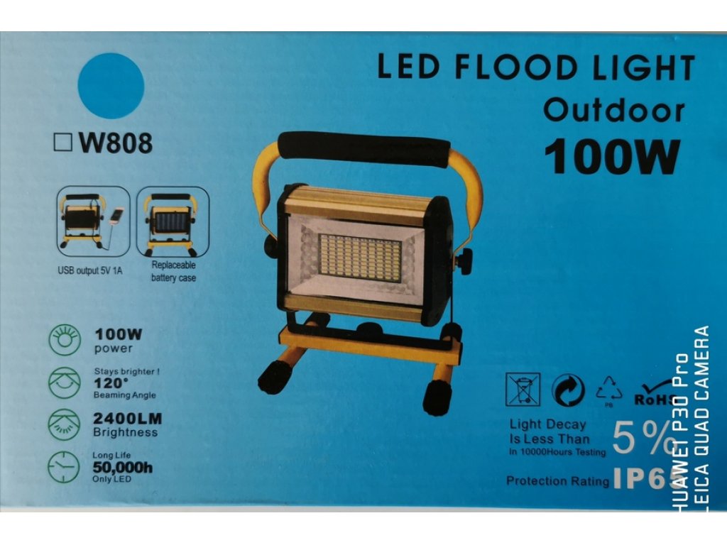Levně FOYU FI-100 LED reflektor přenosný akumulátorový 100W