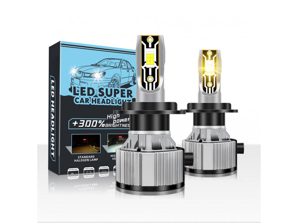 Levně S9 LED žárovky H4 pro auta přední světlomety + 300% jas CANBUS - 2ks