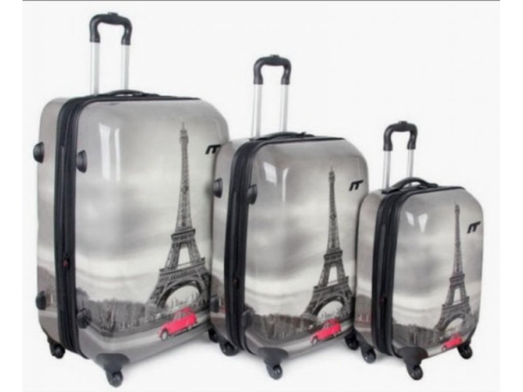 M029 cestovní skořepinové kufry sada 3ks Paris 