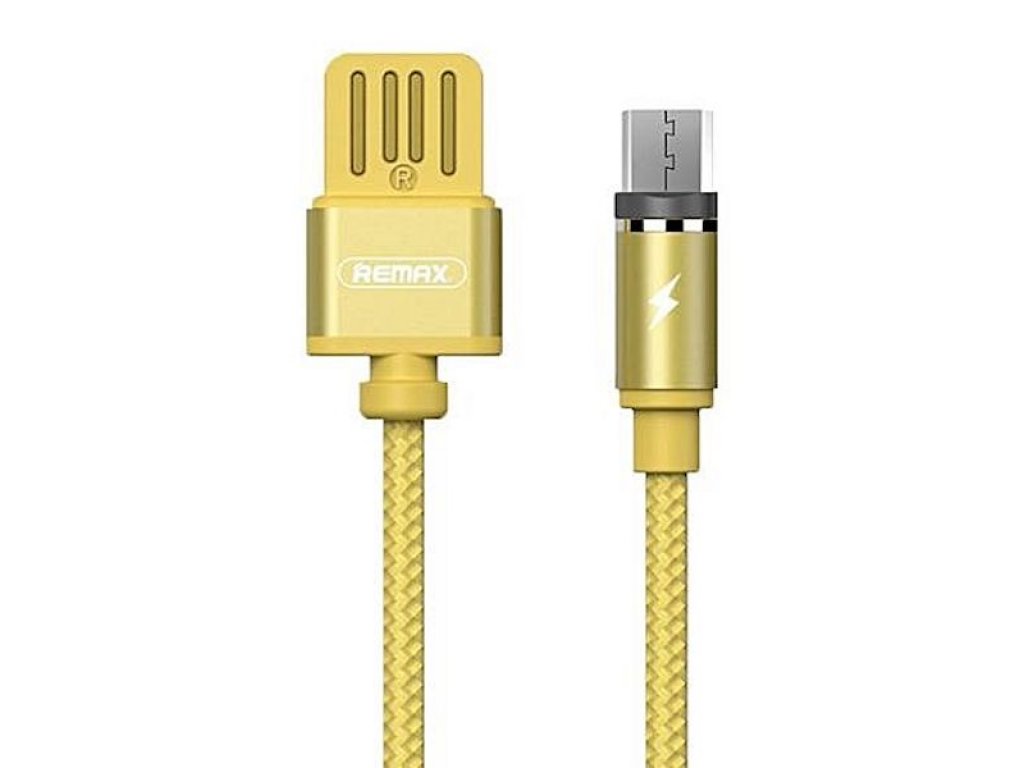 Levně Micro USB datový kabel s LED light magnetický Remax RC-095m Zlatý