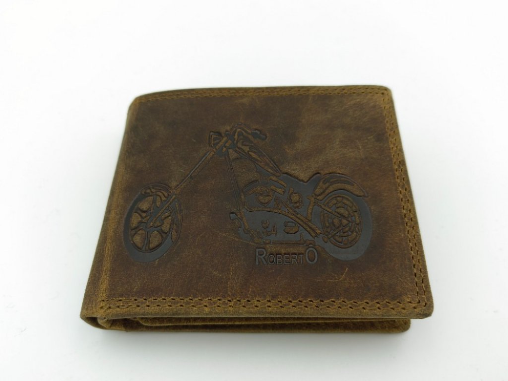 Pánská kožená peněženka Motorka, hnědá