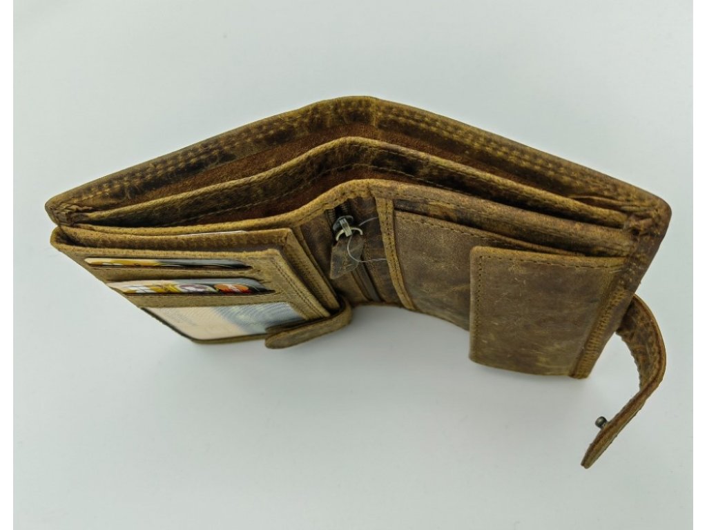 Pánská kožená peněženka Retro design Trabant, hnědá