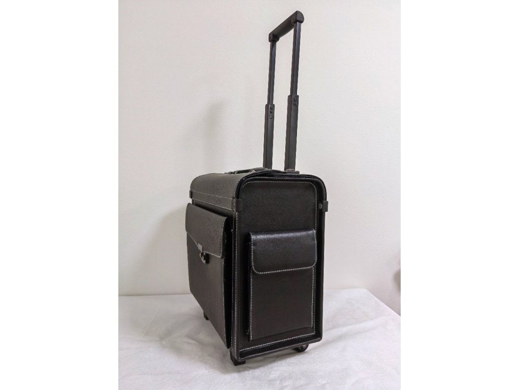 Pilotní koženkový kufr na kolečkách černý
