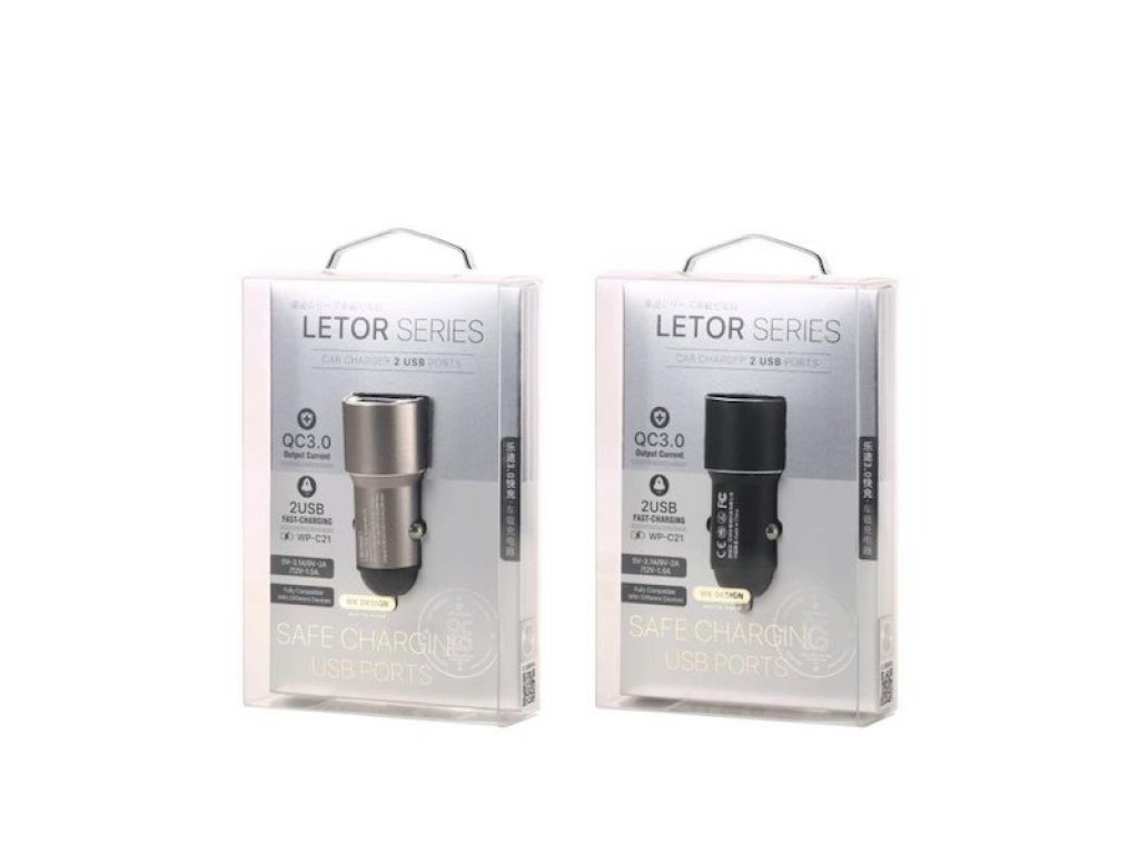 Levně Rychlá nabíječka do auta s dvěma USB porty WK Design WP-C21 Černá